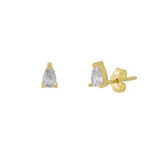 14ct Solid Gold Handcrafted Pear Stud Earrings