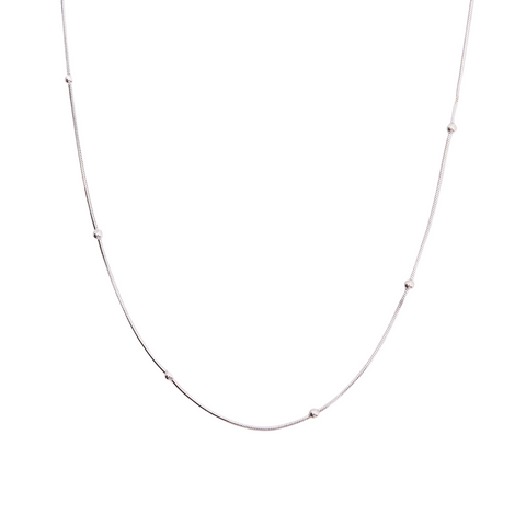 Italian Fine Beaded Chain Sterling Silver Satellite Necklace