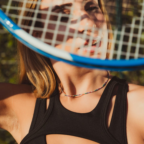 Rainbow Colourful Sterling Silver Tennis Necklace