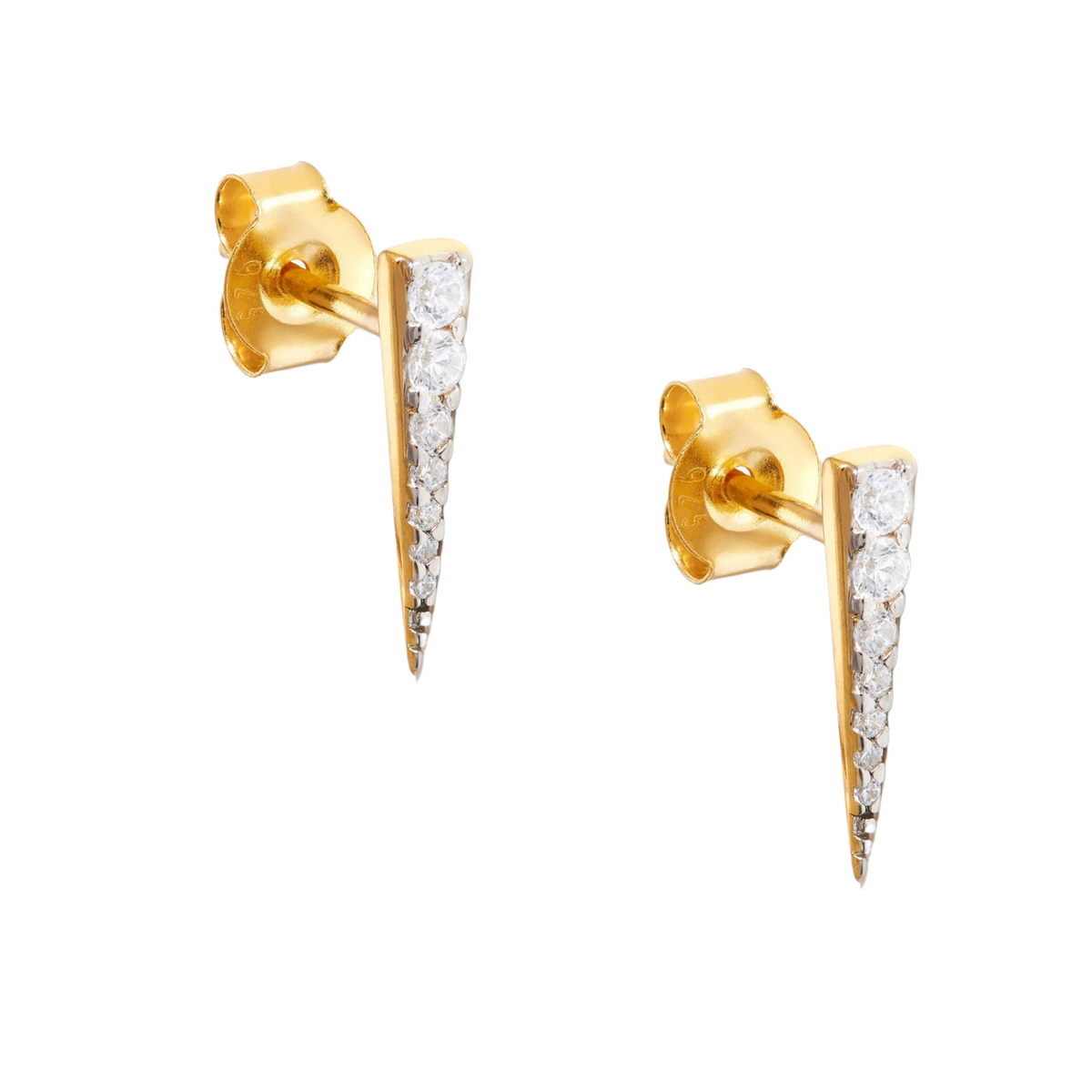 Long Pave Dagger Stud Earrings