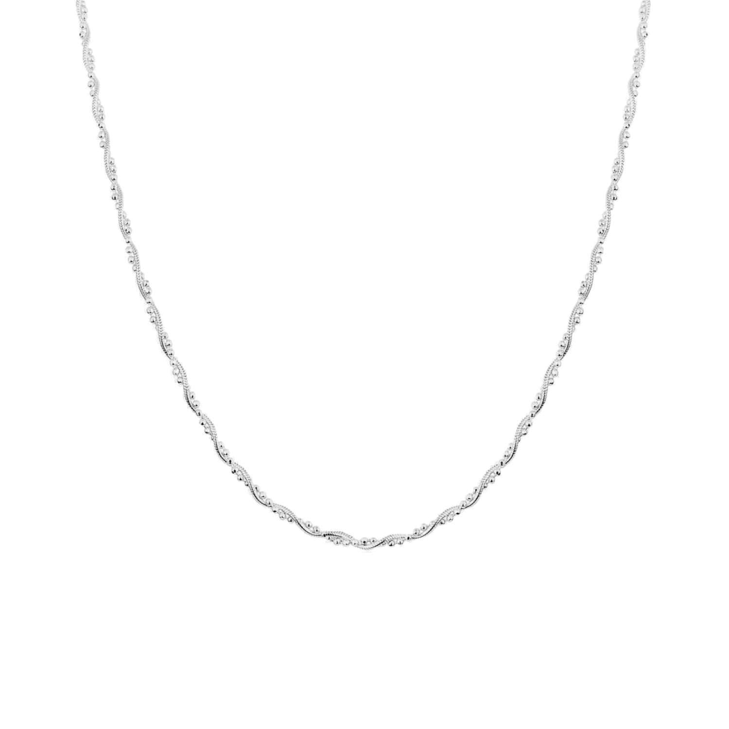 Twisted Beaded Sterling Silver Italian Chain Necklace