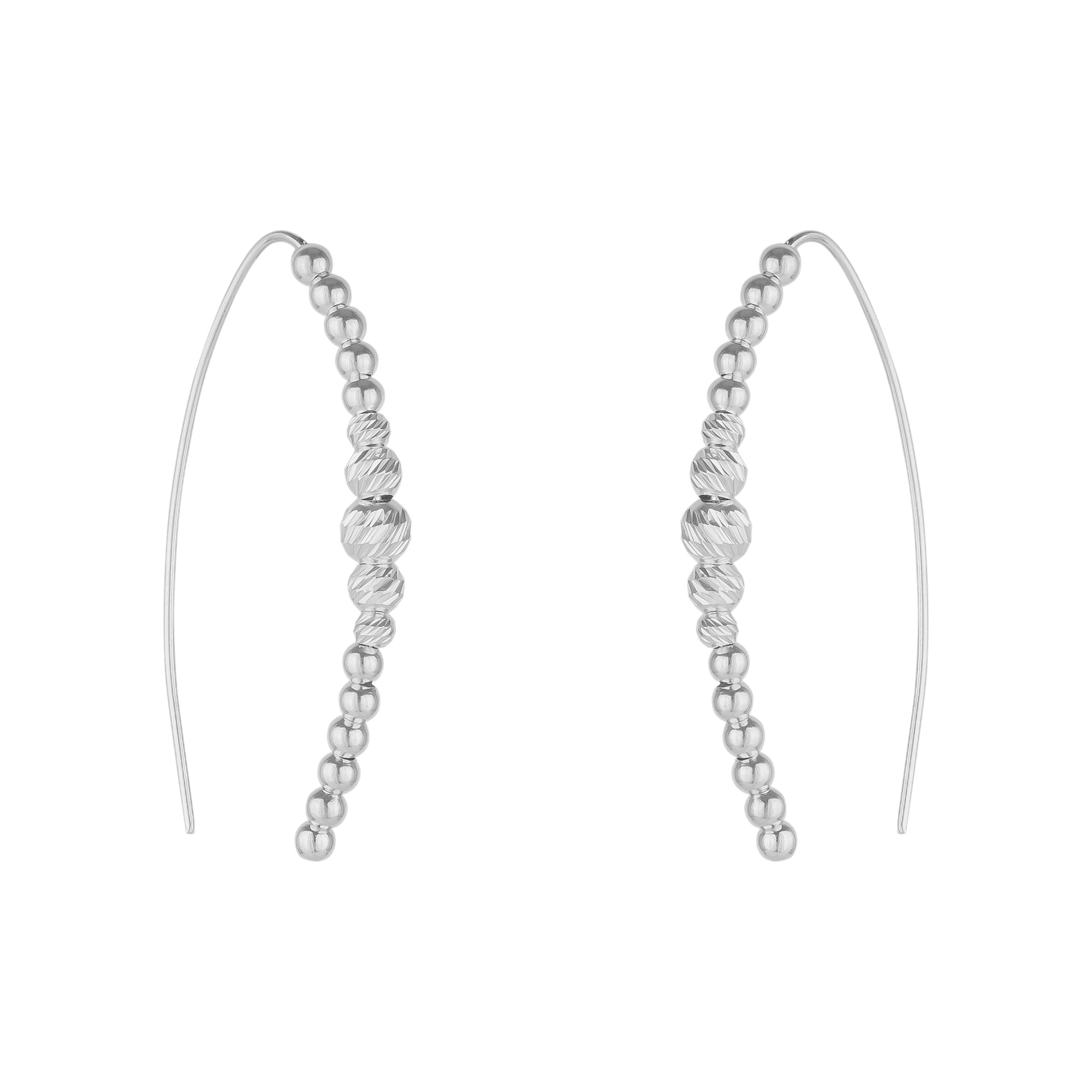 Beaded Pull Through Sterling Silver Earrings