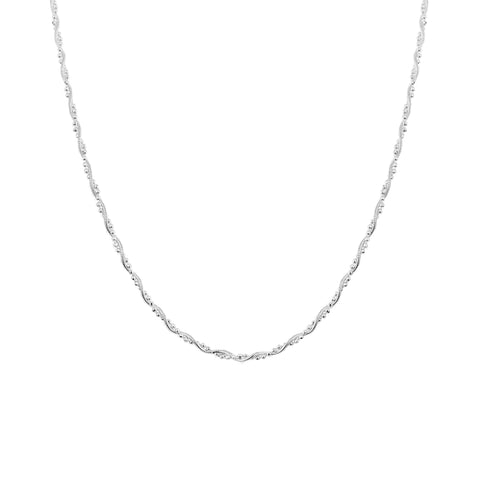 Twisted Beaded Sterling Silver Italian Chain Necklace