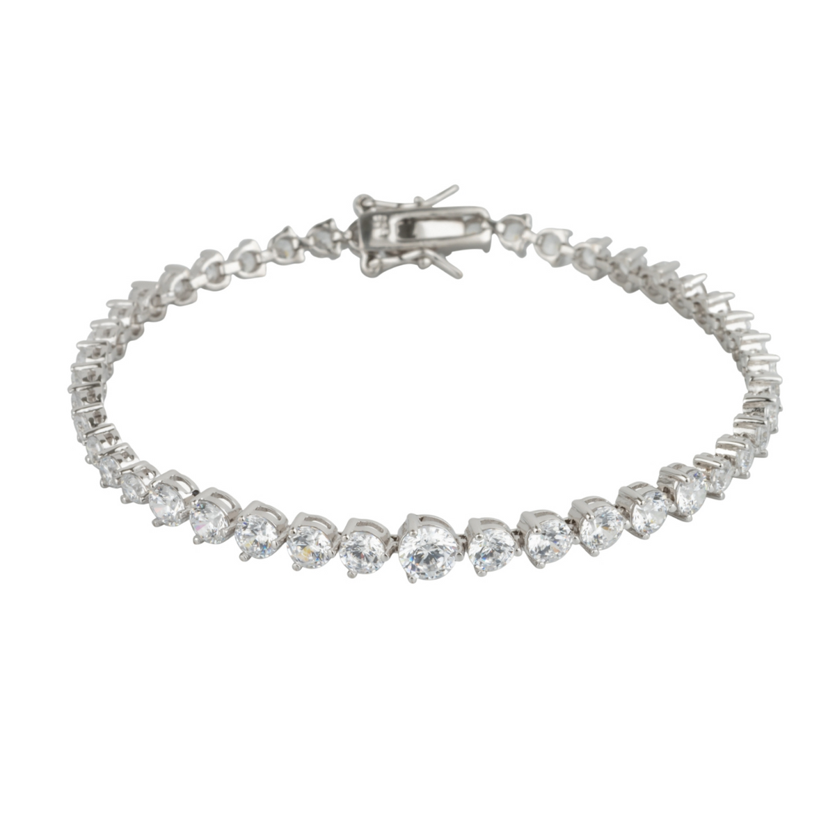 Gradual Size Gemstone Sterling Silver Tennis Bracelet