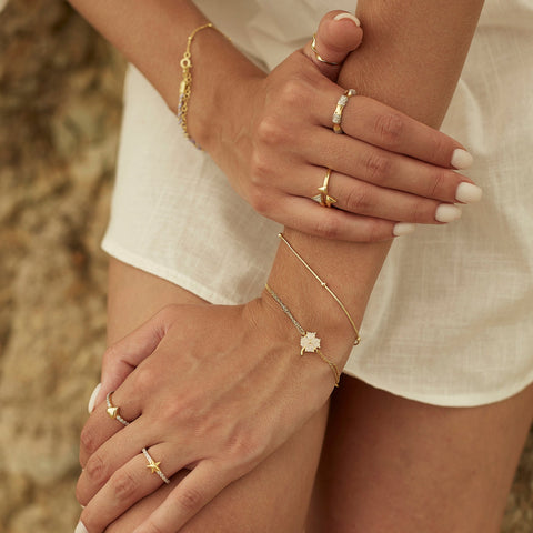 White Clover Bracelet and Italian Bead Chain Bracelet Layering Set