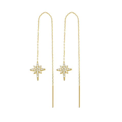 Northernstar Starburst Sterling Silver Chain Drop Earrings - Pair