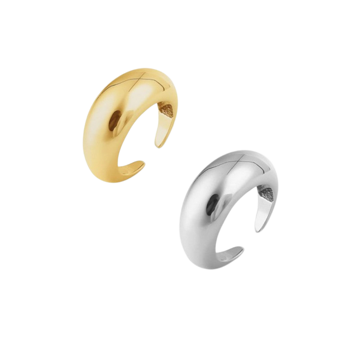 Duo Dome Mix Gold and Silver Layering Set in Sterling Silver