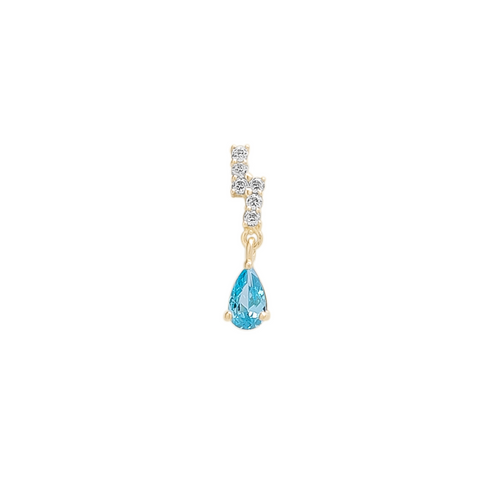 Blue Topaz Lightning Bolt Single Earring 9ct Solid Gold