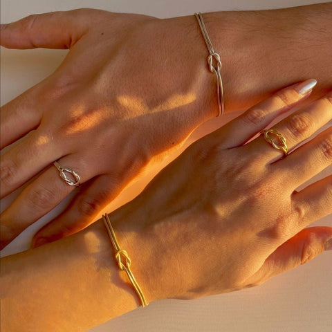 Knot Bracelet and Ring Set in Sterling Silver