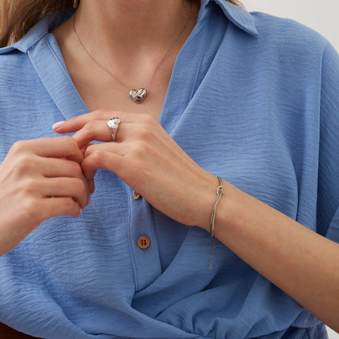 Snake Chain Knot Bracelet & Choker Set in Sterling Silver