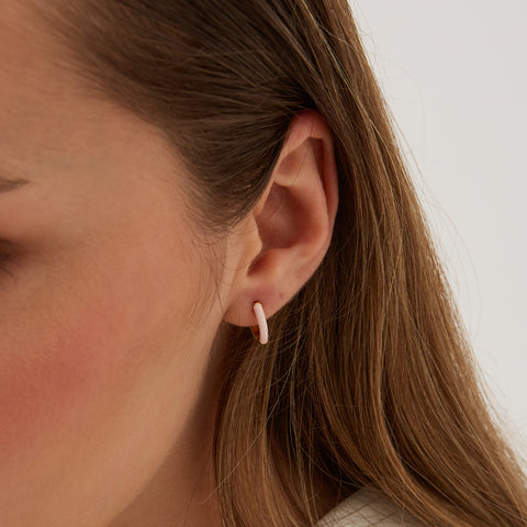 Pink and Blue Enamel Sterling Silver Hoop Earrings