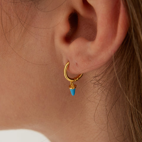 Turquoise Spike Pave Hoop Drop Earrings