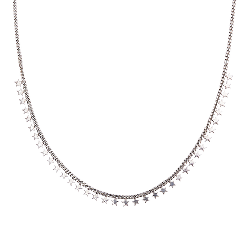 Multiple Star Sterling Silver Station Necklace