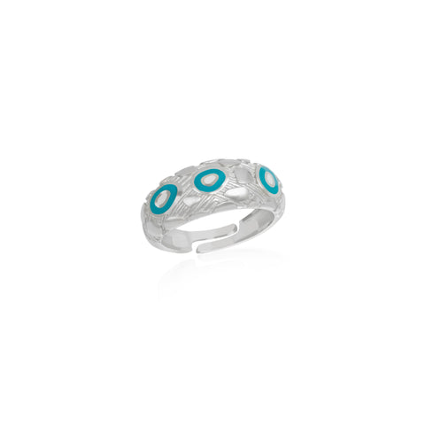 Natural Textured Sterling Silver Evil Eye Ring