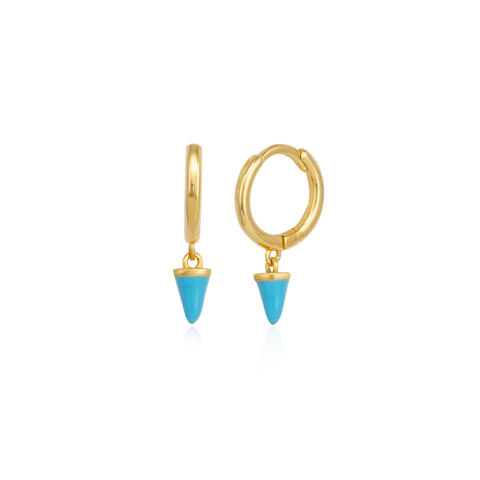 Turquoise Spike Pave Hoop Drop Earrings