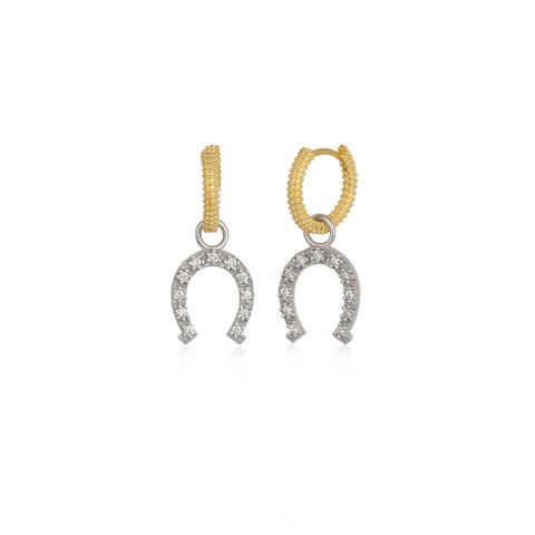 Gold Vermeil Hoop Sterling Silver Horseshoe Equestrian Earrings