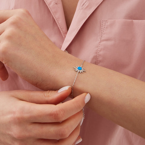 Blue Opal Sun Sterling Silver Bracelet