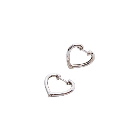 Sterling Silver Heart Hoop Earring - Spero London