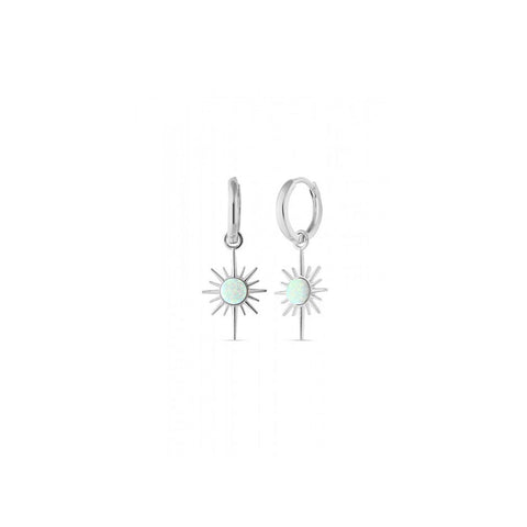 Opal Northernstar Drop Hoop Earring Sterling Silver - Spero London