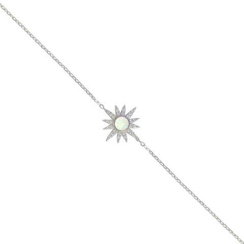 White Opal Sun Sterling Silver Bracelet