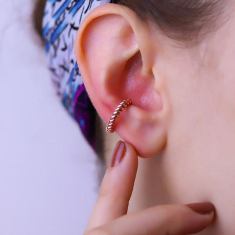 Twisted Sterling Silver Ear Cuff No Piercing - Spero London