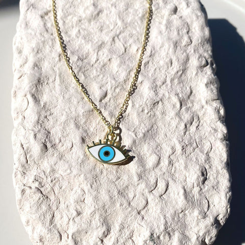 Evil Eye Eyelash Sterling Silver Gold Vermeil Necklace