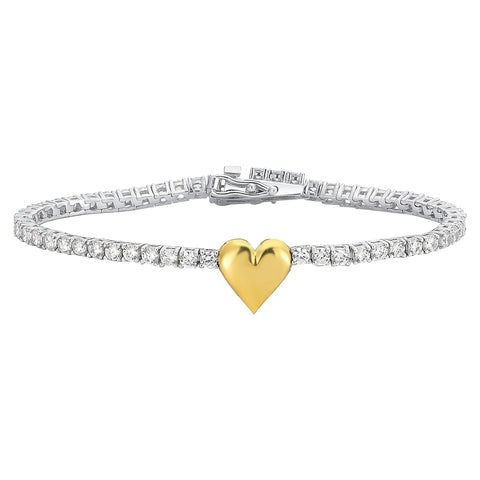 Sterling Silver Heart Tennis Bracelet