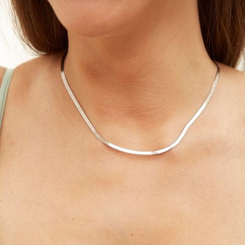 Bold Herringbone Sterling Silver Flat Snake Chain