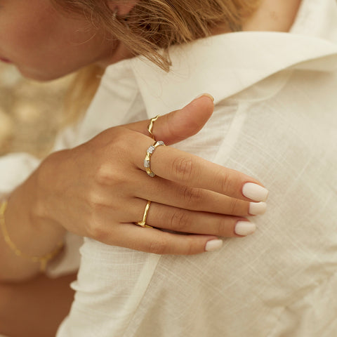 Bone Sterling Silver Adjustable Ring