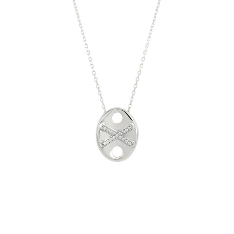 X Necklace Elyptical Sterling Silver