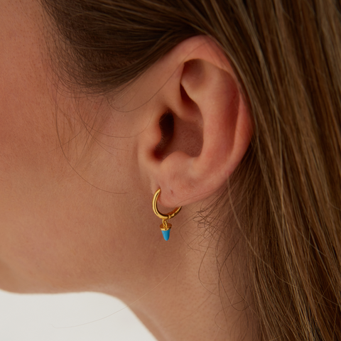 Turquoise Spike Pave Hoop Drop Earrings