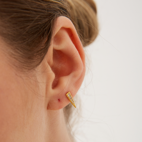 Long Pave Dagger Stud Earrings