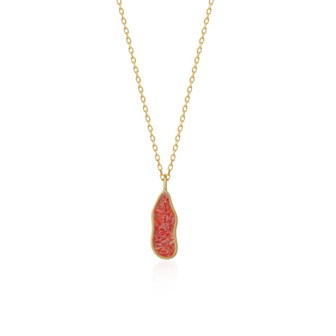 Molten Coral and Amber Sterling Silver Gold Plated Pendant Necklace