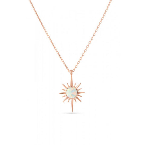 White Opal Northernstar Sterling Silver Pendant Necklace