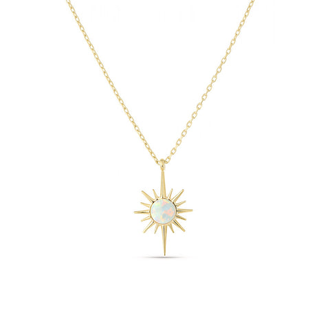 White Opal Northernstar Sterling Silver Pendant Necklace