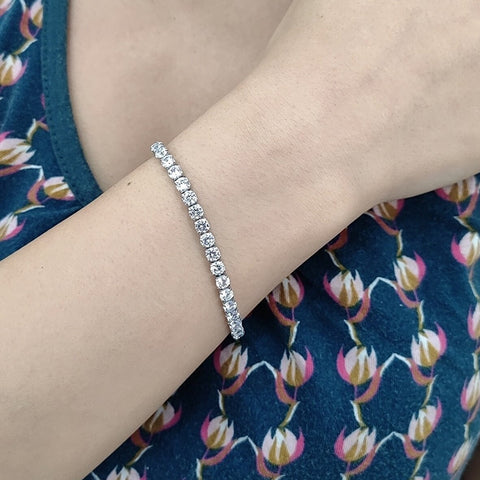 Sterling Silver Tennis Bracelet - 4mm & 3mm