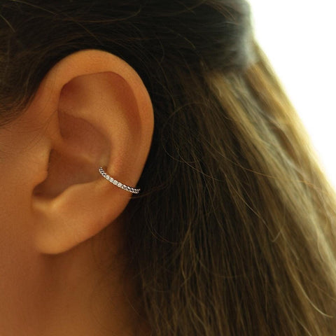 Cubic Zirconia Sterling Silver Ear Cuff - Spero London