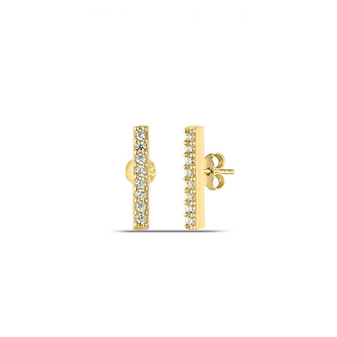 Bar Stud Zirconia Earrings Sterling Silver