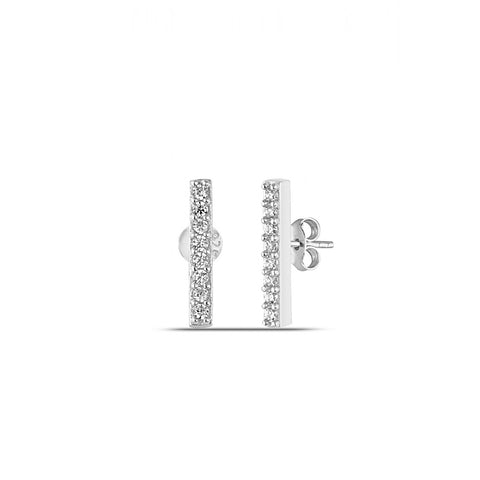 Bar Stud Zirconia Earrings Sterling Silver