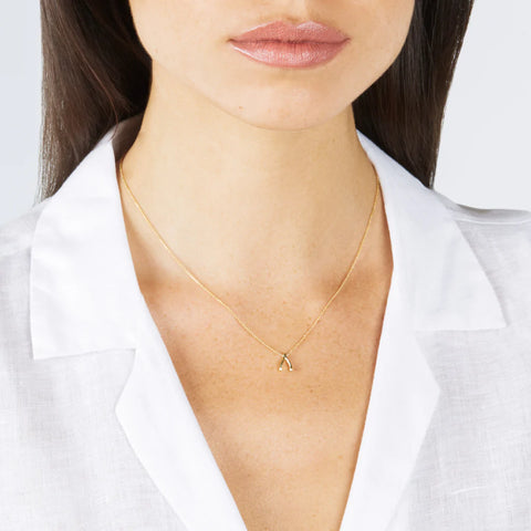 Sterling Silver Mini Wishbone Necklace - Spero London