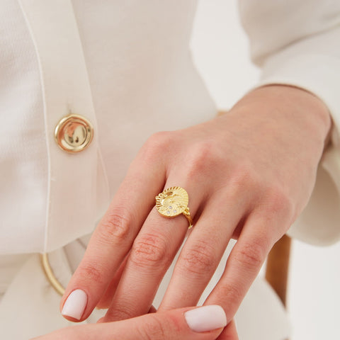 Moon Face Sterling Silver Ring