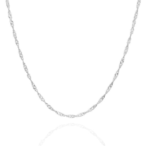 Twisted Curb Singapore Sterling Silver Chain Adjustable size - Spero London