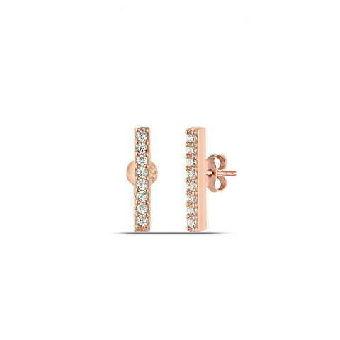 Bar Stud Zirconia Earrings Sterling Silver